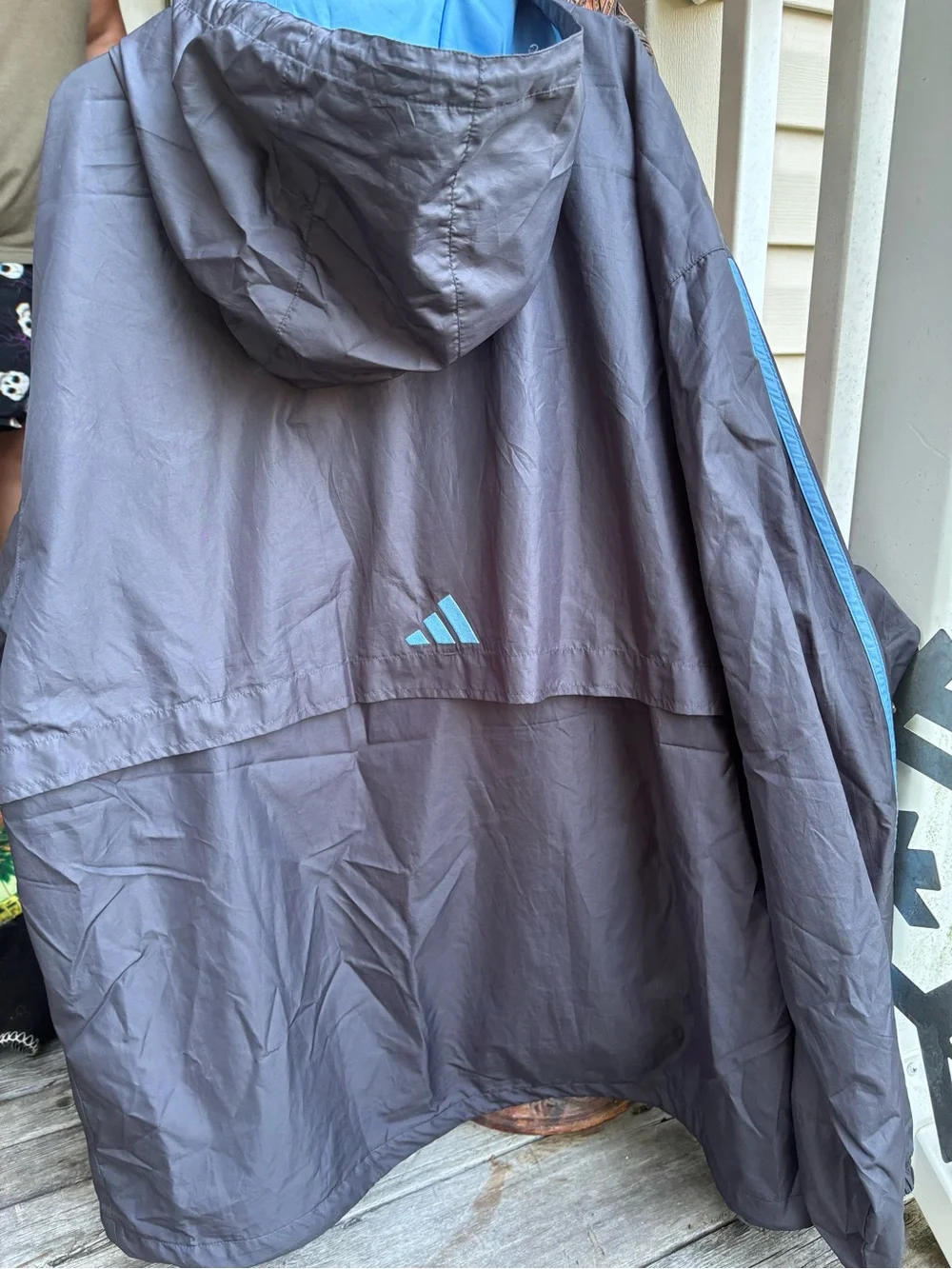adidas Men's Black & Blue Hooded Windbreaker Jacket